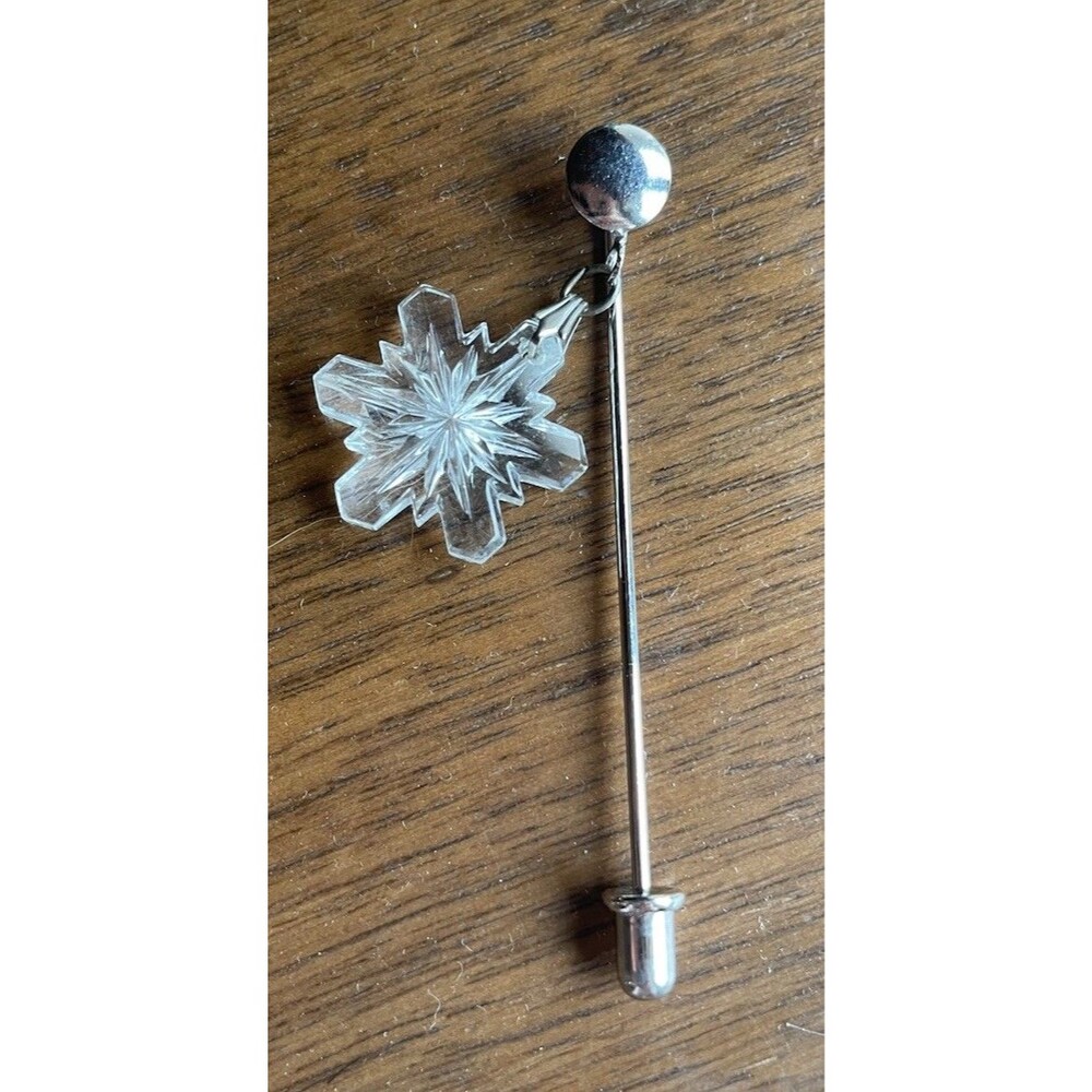 Dangling Snowflake Lapel Pin Silver Color